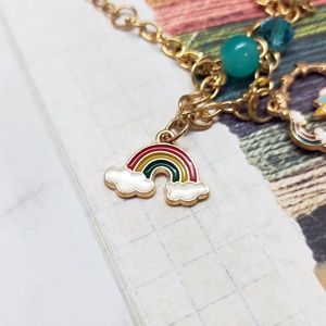 Pulsera de Aleación de Zinc con Unicornio, Cuentas de Arcoíris, Decoración de Hadas, Ajustable, Joyería de Fantasía para Uso Diario - Product Image 3