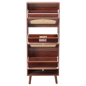 Scarpiera Moderna a 3 Cassetti con Coperchio in Rattan 54x24x135 cm Marrone in Truciolato - Design Salvaspazio - Product Image 3