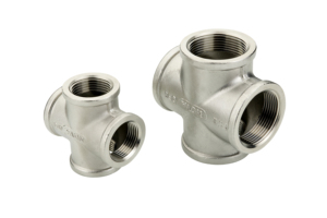 Conexión de tubería en cruz de hierro maleable galvanizado para conexiones multidireccionales en sistemas de plomería, líneas de agua y sistemas de gas. - Product Image 1