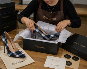 Zapatos de Tacón Alto Stiletto con Diseño Tartán para Mujer, Zapatos de Vestir con Punta en Pico para Bodas, Fábrica OEM ODM, Marca Salstar - Product Image 6