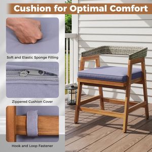 Set da pranzo da giardino a 5 pezzi con cuscini e schienale in rattan PE per uso in giardino e cortile - Product Image 5