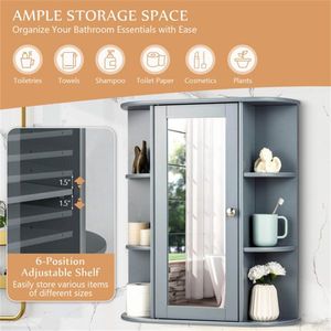 Armadietto da Parete Grigio per Specchi da Bagno - Product Image 5