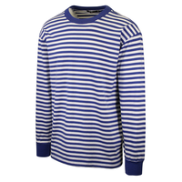 Pull tricoté 100 % coton épais 290 g/m² à rayures fines imprimées, coupe classique vintage, manches longues, pour homme, automne-printemps