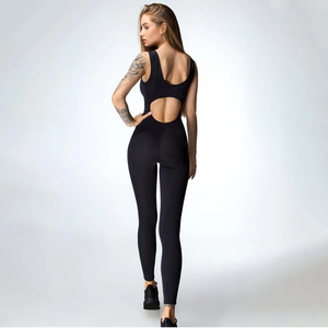 OEM ODM Manufacturer Custom Women's Seamless Breathable Yoga <b>Jumpsuit</b> Full Length Racerback Gym Bodysuit Fitness <b>Workout</b> - Product Image 3