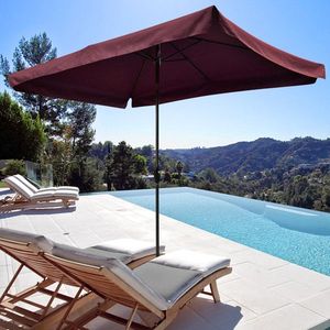 6.5x10 ft Rectangular Patio Umbrellas Outdoor Market Umbrella with Push Button Tilt Crank Sturdy UV Protected Ribs for Table Pr - Product Image 1