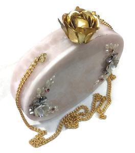 Sac à main boîte en acrylique fait main pour femmes sac à main de soirée avec pochette en résine de forme ovale pour les mariages fêtes occasions formelles - Product Image 2