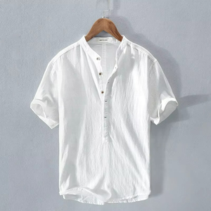 Camisa Casual de Verano para Hombre, Simple, de Algodón y Lino, Estilo Holgado y Fresco para Jóvenes - Product Image 1