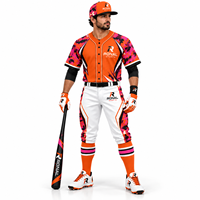 Ensemble uniforme de baseball personnalisé RONAL SPORTS pour hommes, maillot à manches courtes en polyester imprimé camouflage et pantalon avec logo sur le devant