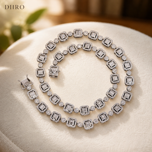 Moissanite Link <b>Chain</b> Necklace 925 Sterling Silver Baguette Cut Hip Hop <b>Iced</b> <b>Out</b> Jewelry Women's Style GRA Certified - Product Image 1