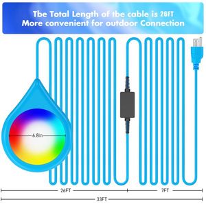 Projecteurs LED intelligents 20W pour piscine, étanches IP68, contrôle par application, lampe magnétique à changement de couleur avec cordon de 8 m pour piscines hors sol - Product Image 3