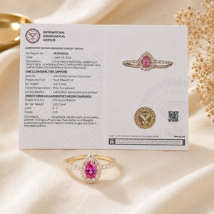 Nouvelle bague élégante en or massif 14 carats de style ethnique avec diamant de laboratoire certifié IGI et tourmaline rose, bijoux pour femmes - Product Image 6