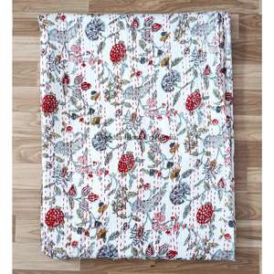 Manta Larga de Algodón Reversible con Estampado Floral, Hecha a Mano, Ecológica, Estilo Vintage Kantha, para el Hogar - Product Image 6