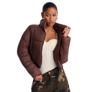 Wholesale <b>Women</b> Cropped Knitted <b>Breathable</b> Puffer <b>Jacket</b> Winter Outdoor <b>Waterproof</b> Quilted Puffer <b>Jacket</b> - Product Image 1