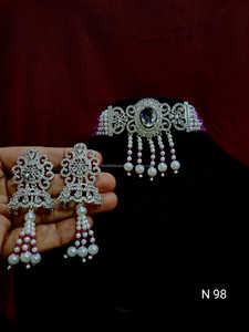 Ensemble de bijoux de mariée en diamant américain classique Collier et boucles d'oreilles en deux pièces pour mariage Style classique à la mode - Product Image 4