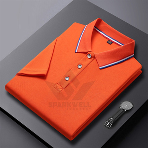 เสื้อโปโลผู้ชาย แขนสั้น สีน้ำเงิน ผ้าฝ้ายถัก สีพื้น ระบายอากาศได้ดี สวมใส่สบาย ทรงปกติ ติดกระดุมด้านหน้า - Product Image 1