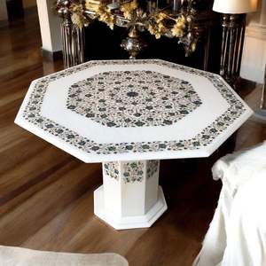 Plan de travail de salle de bain contemporain luxueux avec incrustation de marbre, éclairé, en résine naturelle, fait main, écologique, motif floral - Product Image 1