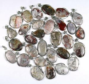 Pendentifs en Agate Crazy Lace Naturelle en Gros, Faits à la Main, Formes Mixtes Ovale et Poire, Bijoux en Cristal de Guérison Assortis en Vrac - Product Image 6