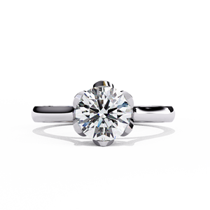 Anillo de Compromiso Solitario con Diamante Cultivado en Laboratorio de Corte Redondo en Oro Blanco de 14K para Mujer - Product Image 1
