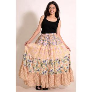 Indian Cotton Patchwork <b>Long</b> <b>Skirt</b> Printed Handmade Boho Maxi <b>Skirt</b> Women's <b>Summer</b> Clothing - Product Image 2