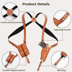 2026 Meilleures ventes : Étui dissimulé en cuir fait main à double poche élastique, avec bandoulière réglable pour sports de plein air, unisexe - Product Image 2