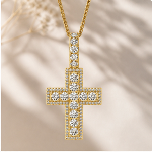 Bulk 925 <b>Silver</b> Gold Plated Custom Jesus Cross Pendant <b>Necklace</b> Natural Brilliant Cut Christian Religious Jewelry Fine Pendants - Product Image 4