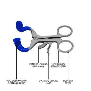 Écarteur buccal pédiatrique Molt Mouth Gag 3,5 po avec embouts en PVC bleu, en acier inoxydable chirurgical, avec verrouillage à cliquet, ergonomique et manuel - Product Image 6