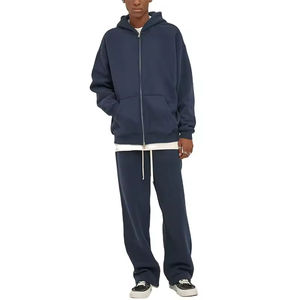 ชุดวอร์มผ้าฟลีซคอตตอนหนานุ่ม ไซส์ XXL คุณภาพสูง แบบ 2 ชิ้น สำหรับทุกเพศ พร้อมลายพิมพ์ OEM เสื้อฮู้ดซิปโอเวอร์ไซส์ กางเกงวอร์มขายาว สำหรับฤดูหนาว - Product Image 1