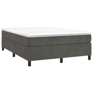 โครงเตียงควีนไซส์ทันสมัย สีเทาเข้ม หุ้มด้วยกำมะหยี่และไม้อัด - Product Image 3