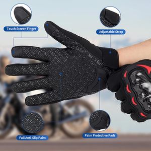 Gants de moto noirs et rouges avec protection des articulations en fibre de carbone, style sportif, longueur poignet, pour le cyclisme et le motocross - Product Image 4