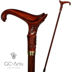 Canne de marche en bois torsadé sculpté avec poignée en T |   Fournisseur de cannes en bois détachables écologiques en gros |   Canne en bois OEM personnalisée - Product Image 1