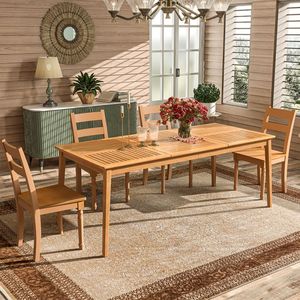 Tavolo da Pranzo Rettangolare in Legno di Acacia per 6 Persone per Uso Esterno - Product Image 3