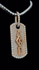 Precio de fábrica más bajo al por menor Totalmente helado Hip Hop Rose Gold Plated Jewelry 925 Silver Moissanite Diamond Tag Pendant Set - Product Image 5