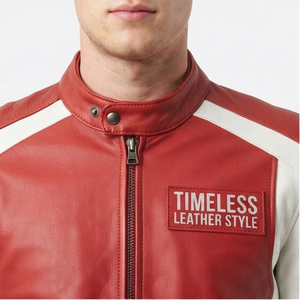 Blousons de moto en cuir de haute qualité avec fermeture éclair, style motard, pour homme, unisexe - Product Image 2