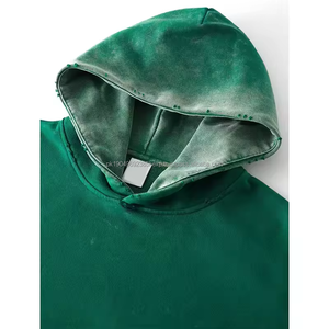 Poche latérale personnalisée Impression 3D en mousse Sweat à capuche lavé à l'acide en détresse Sweats à capuche surdimensionnés vierges Sweat à capuche unisexe délavé au soleil - Product Image 1