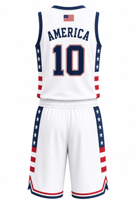 Conjunto de uniforme de baloncesto personalizado de EE. UU. para hombre, camiseta y pantalones cortos sublimados, transpirables, de secado rápido, ropa de entrenamiento para equipo, kit deportivo para adultos - Product Image 5