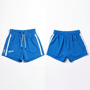 Shorts de sport bleus pour femmes, shorts de gym et de course, taille élastique, 100% coton, tissu éponge français écologique, séchage rapide, respirant - Product Image 4