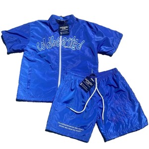 Ensemble survêtement homme tendance fabriqué en usine, design personnalisé, veste coupe-vent en nylon et short, fermeture éclair, pour l'été et le streetwear - Product Image 1