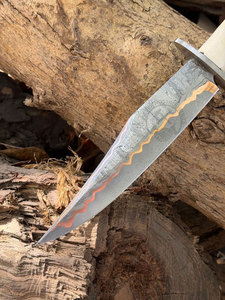 New 2026 Handmade Copper Damascus Bowie <b>Knife</b> 10" Fixed Blade W/<b>Bone</b> Damascus Guard <b>Handle</b> Ambidextrous Personalized <b>Knives</b> - Product Image 5