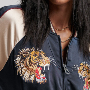 Chaqueta Bomber Casual de Invierno y Otoño con Estampado de Béisbol, Chaqueta Bomber Holgada para Mujer - Product Image 5