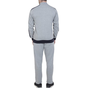 Survêtement gris pour homme, manches longues, fermeture éclair, col montant, couleur unie, polyester et coton respirant, vêtement d'automne - Product Image 2