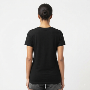 T-shirt en coton tricoté respirant à manches courtes et col en V pour femme Hawk Eye, couleur unie, décontracté, personnalisable, pour le printemps et l'été - Product Image 2