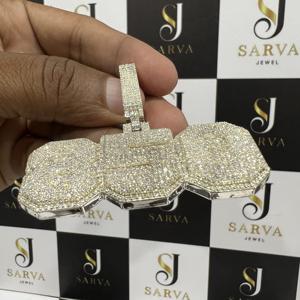 Collar con Colgante de Diamante Moissanite VVS, Plata de Ley 925, Número Personalizado, Colgantes y Dijes Finos, Pasa el Test de Diamantes - Product Image 3