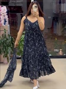 Vestido Largo de Verano 2026, Nuevo, Bonito, Informal, con Estampado Floral, Lavable, Estilo Occidental, para Mujer, Talla Grande, Cuello en V, Tela Georgette - Product Image 6