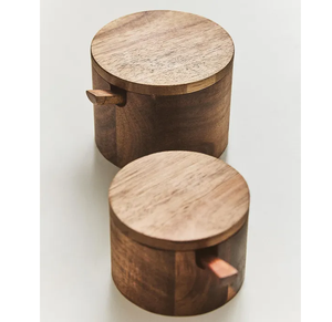 Pot à sucre en bois, fabrication sur mesure, finition brillante avec cuillère, pot à sucre en bois de style moderne - Product Image 4