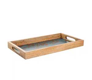 Plateau floral en bois moderne fait main de qualité supérieure, compatible lave-vaisselle, multifonctionnel pour servir et ranger, idéal pour la cuisine, la table à manger et la maison - Product Image 2