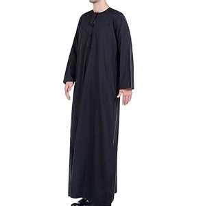 Breathable Fine Quality <b>Men's</b> <b>Thobe</b> Islamic Clothing Cotton Jubbah <b>Men's</b> Thobes Prayers Custom Premium Plain Black Thobes - Product Image 4