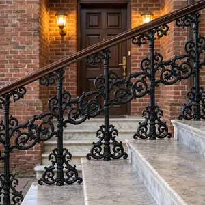 Sistema de barandillas de hierro premium, pasamanos decorativos de metal antiguo para renovación de escaleras en el hogar, herrajes. - Product Image 5