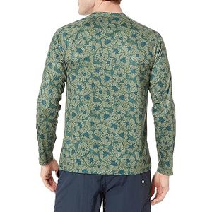 Camiseta de Natación para Hombre, Manga Larga, Diseño Floral Verde, Protección Solar UPF 50+, Secado Rápido, Estampada - Product Image 2