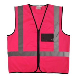 Gilet de sécurité haute visibilité unisexe rose réfléchissant avec fermeture éclair et poche - Product Image 1