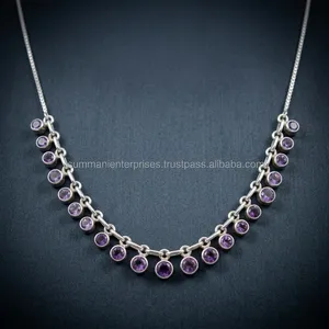 Top Design Best Selling Purple Amethyst Stunning Sterling Silver Necklace With Elegant Chain Links For Women Everyday Fashion - Product Image 3